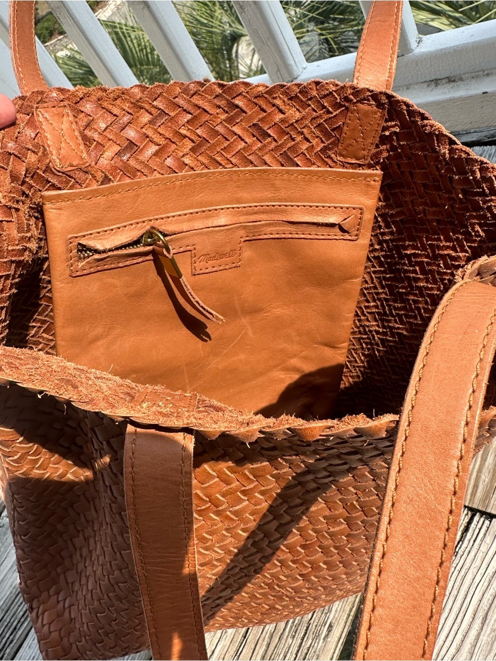 Madewell Woven Leather Tote — Tan - Picture 7 of 8